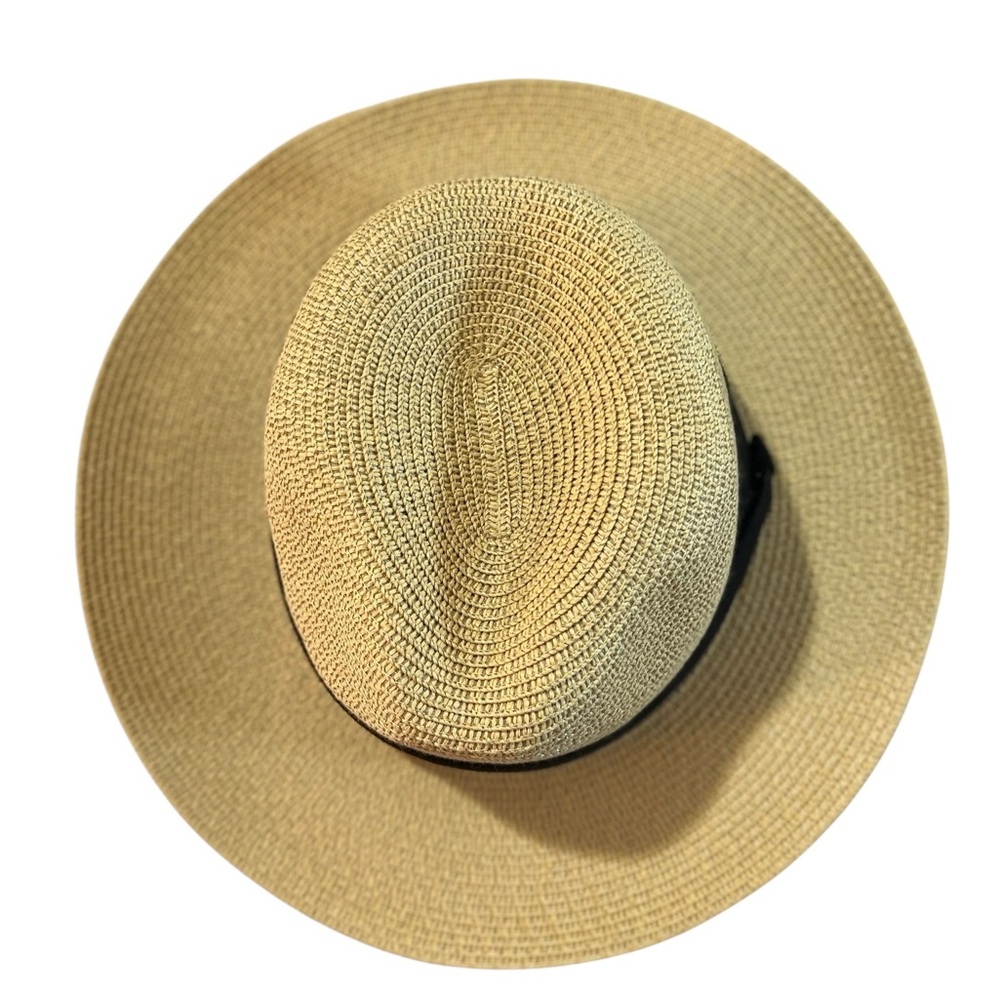 Woman’s Tan Straw Hat with Black Band - Picture 4 of 6
